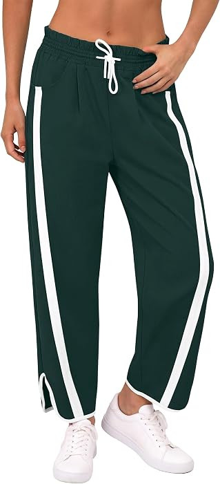 ANRABESS Track Pants for Women Wide Leg Striped Pants | Amazon (US)