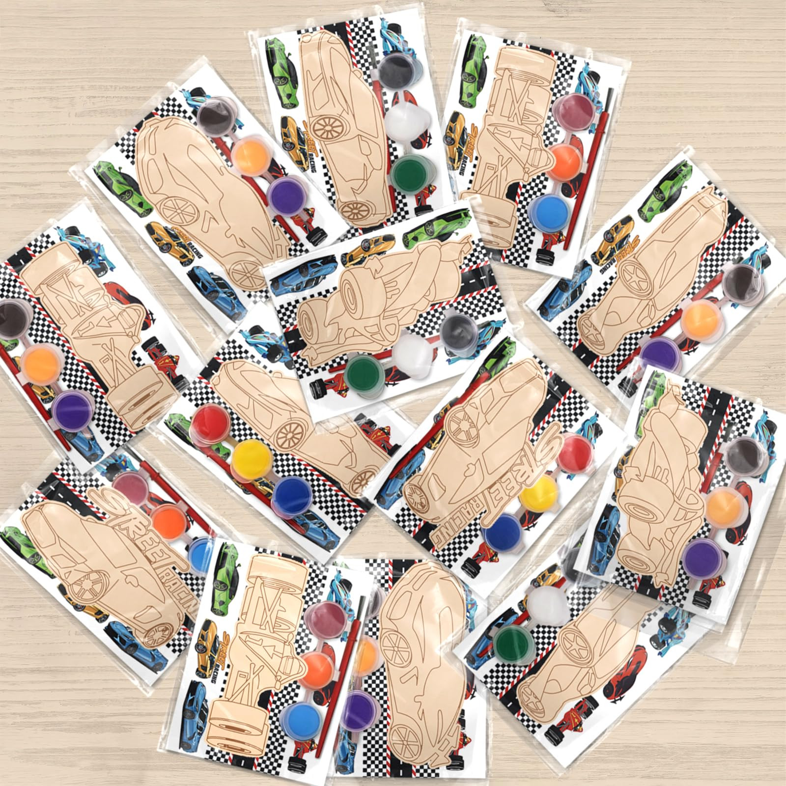 QICI Race Car Wooden Painting Kit Large Race Car Cards with Wood Painting Crafts Bulk -12 PCS Rac... | Amazon (US)