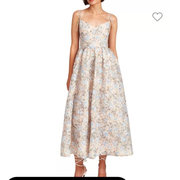 En Saison Floral Midi Dress in Cream and Blue | Poshmark