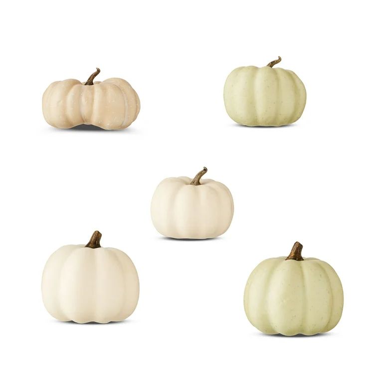 Harvest Cream & Green Mini Foam Pumpkins, 5 Count, by Way To Celebrate | Walmart (US)