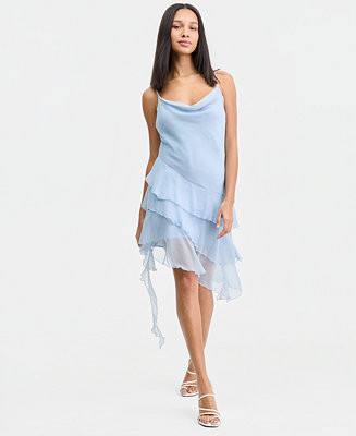 Women's Cowl-neck Ruffled Mini Dress, Macy's Exclusive | Macy's