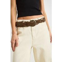boohoo Women's Brown Braided Detail Belt in Chocolate | Denim/Polyurethane/Metal | boohoo (US & Canada)