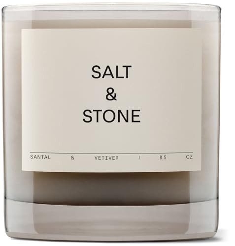 SALT & STONE Scented Candle for Women & Men | Hand-Poured, Aromatic & Fragrant | Coconut & Soy Blend Wax | 100% Cotton Wick | Long-Lasting 50 Hour Burn Time (8.5 oz) (Santal & Vetiver) | Amazon (US)
