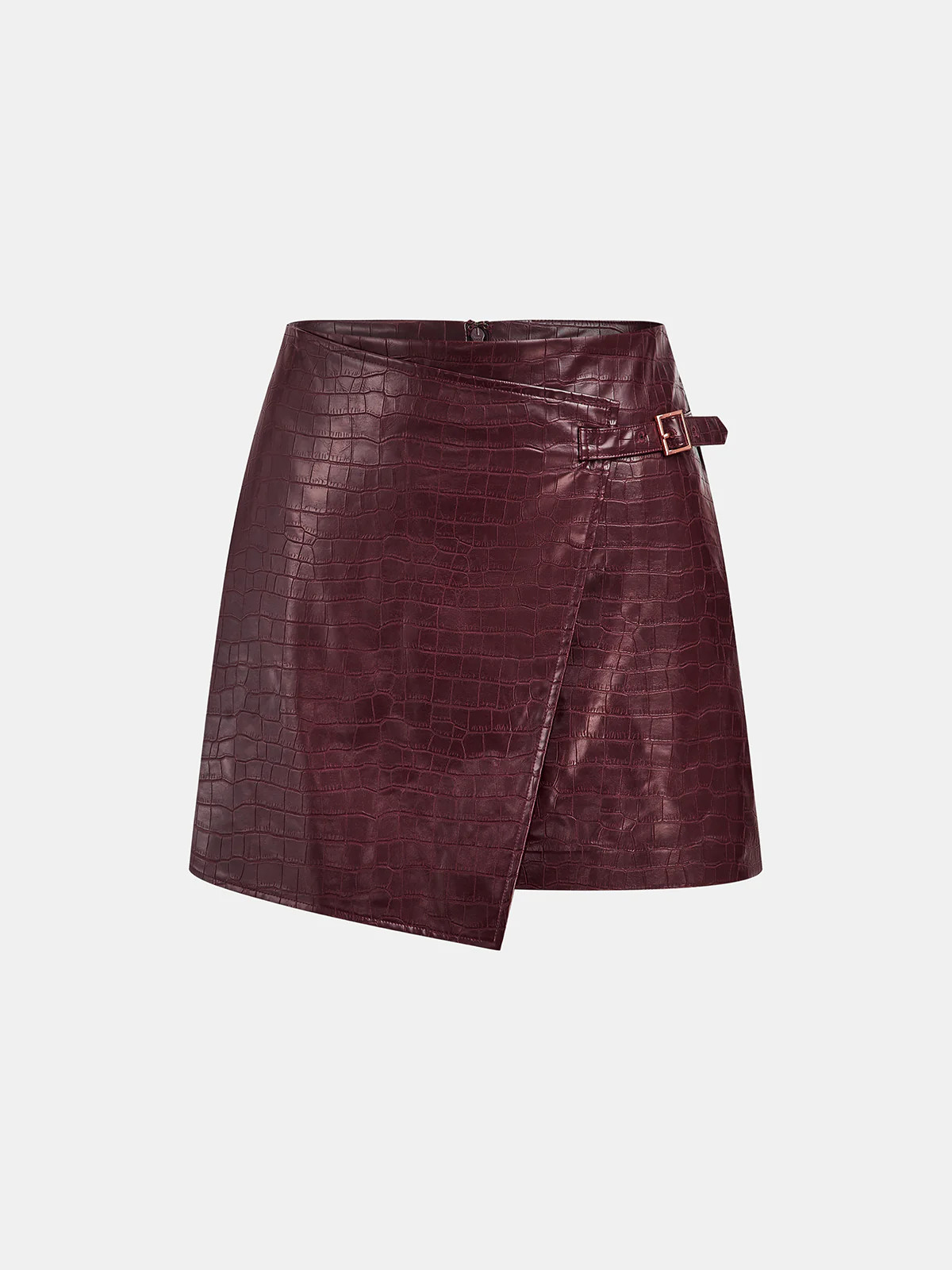 Crocodile Embossed PU Leather Mini Skirt | Commense