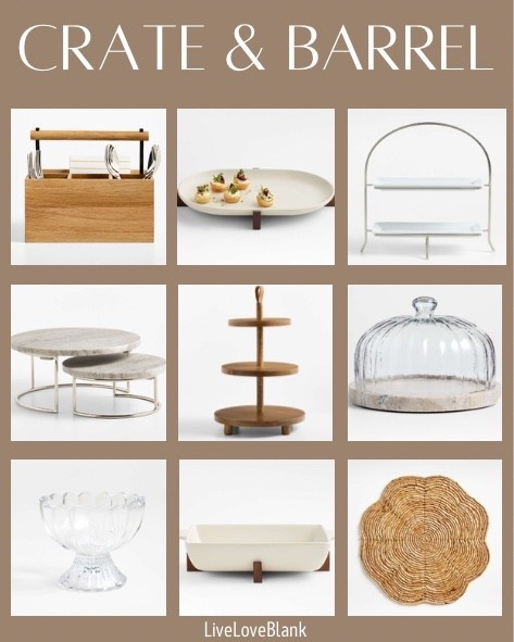 Crate & Barrel home decor
Hostess gifts 
Serving trays 

#LTKSeasonal #LTKHome #LTKmomlife
