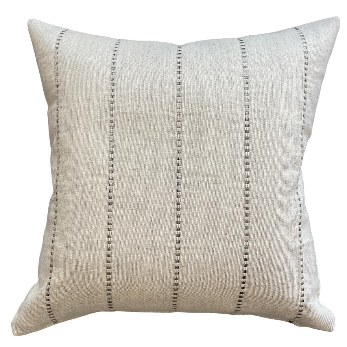 Embroidered Stripe | Gray Pillow Cover | Hackner Home (US)
