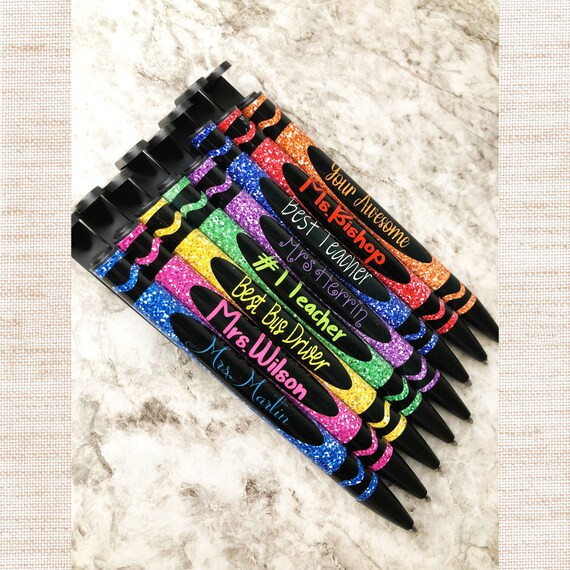 Personalized Teacher Gift, Bus Driver Gift, Personalized Pens, Crayon Pens, Teacher Pens | Etsy (US)