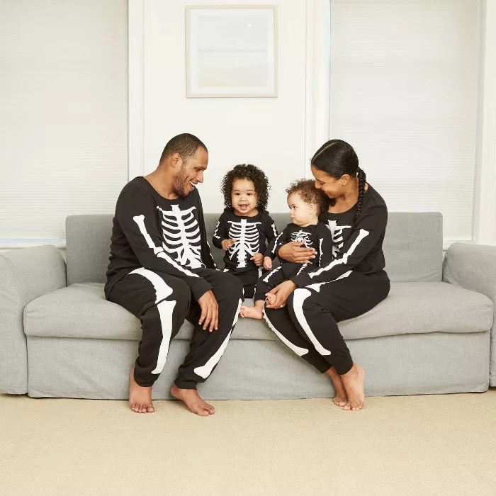 Women's Halloween Skeleton Matching Family Pajama Set - Black | Target