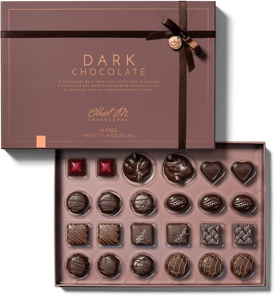 Ethel M Chocolates Premium Dark Chocolate Collection Chocolate Gift Box Candy Assortment, 24 Piec... | Amazon (US)