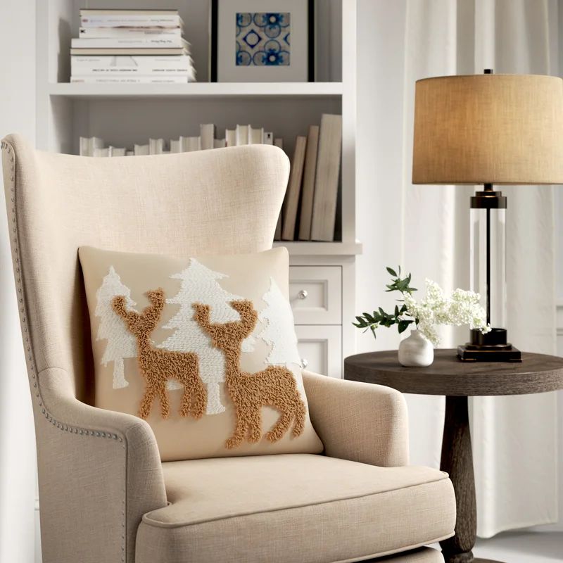 Horst Trees and Reindeer Square Cotton Pillow Cover & Insert | Wayfair North America