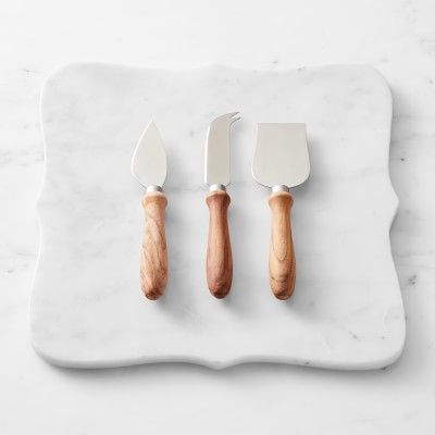Scalloped Marble Cheese Board with Marble Cheese Knives | Williams-Sonoma