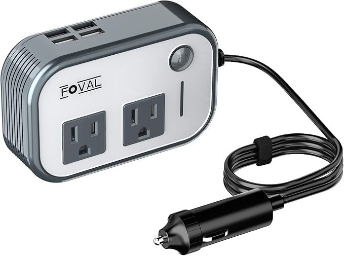 200W Car Power Inverter, FOVAL 12V DC to 110V AC Car Inverte with 4 USB Ports Car Outlet Adapter,... | Amazon (US)