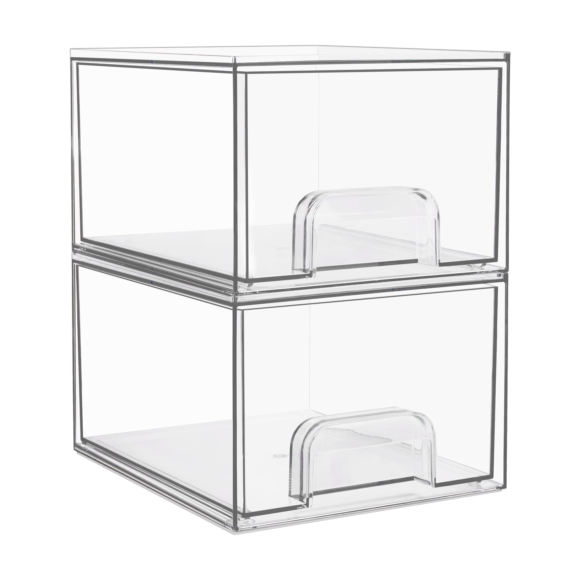 Amazon.com: Vtopmart 2 Pack Clear Stackable Storage Drawers, 4.4'' Tall Acrylic Bathroom Makeup Organizer,Plastic Storage Bins For Vanity, Undersink, Kitchen Cabinets, Pantry, Home Organization : Beauty & Personal Care | Amazon (US)