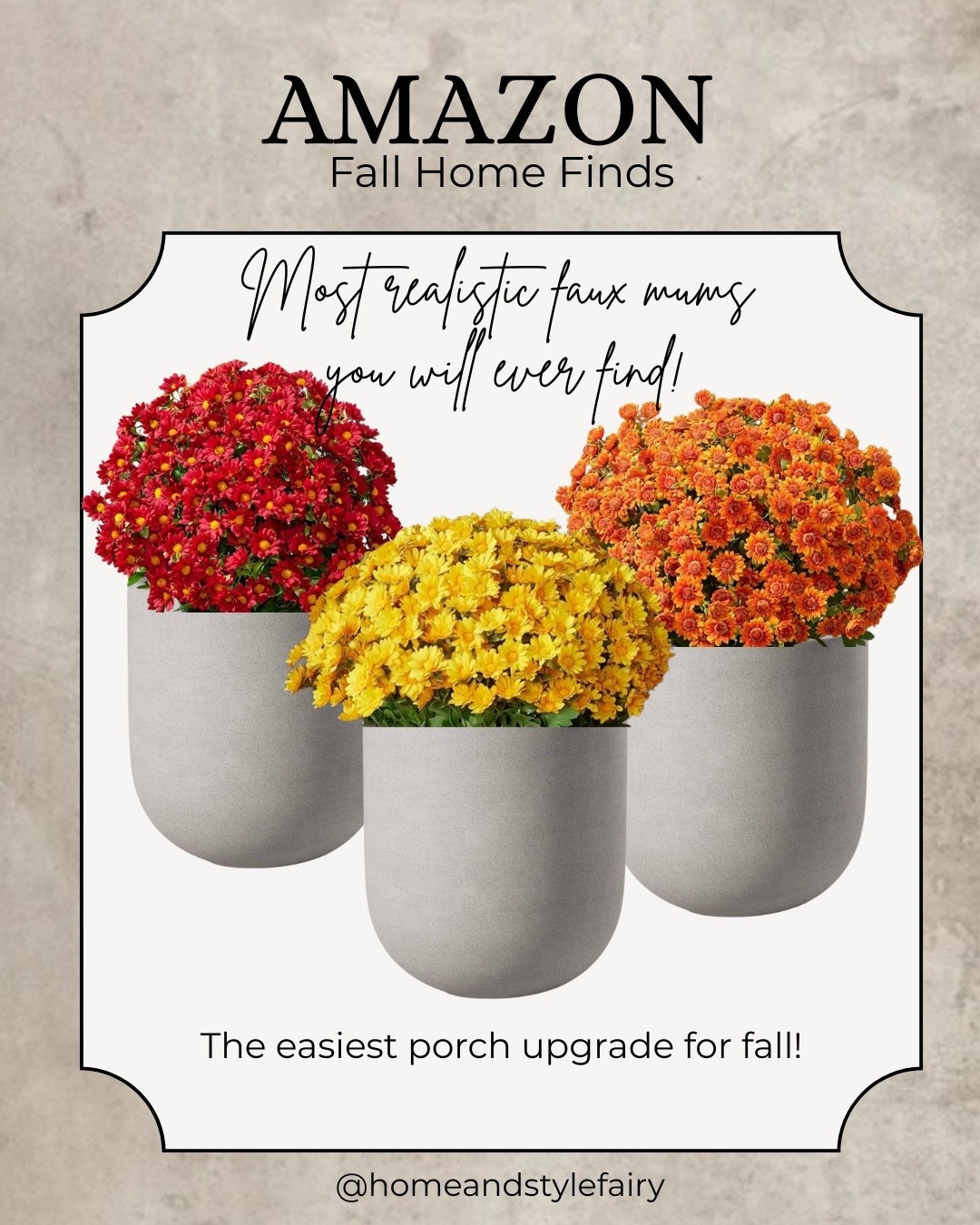 Calling all of y'all that don't want to water plants any more! I found the most realistic looking faux mums. 

DIY faux mums, outdoor porch decor, faux flowers, outdoor pots

#LTKHome #LTKSeasonal #LTKSaleAlert
#homeinspo #neutralhome


#LTKcanada