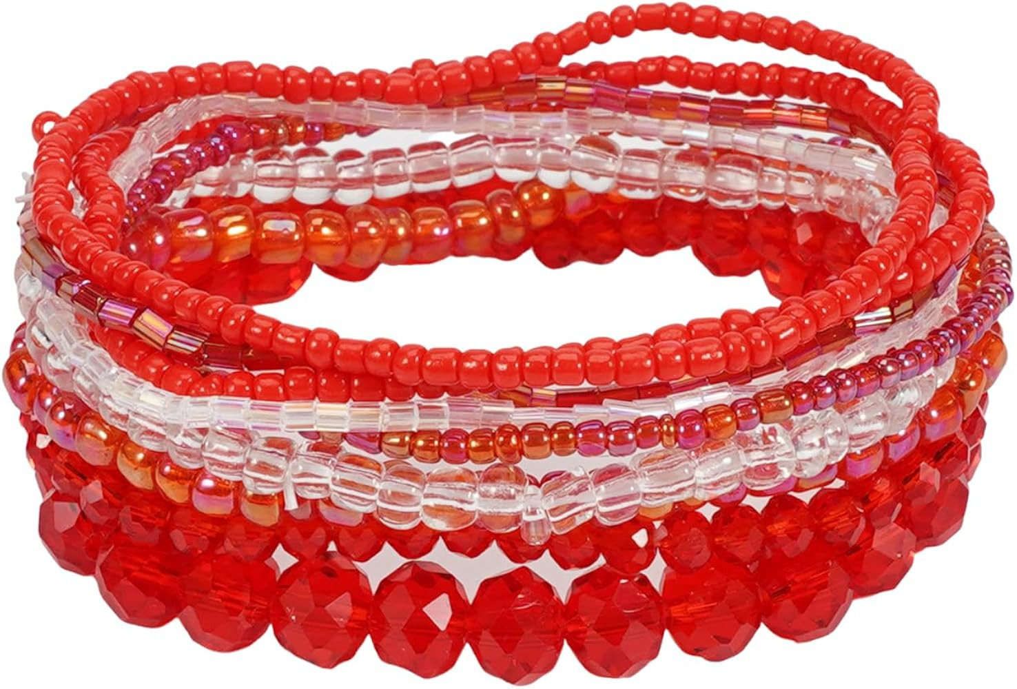 Caiyao Bohemian Multilayer Stackable Seed Beaded Bracelets Colorful Crystal Glass Beads Strand Ba... | Amazon (US)