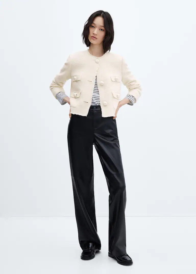 Pocket tweed jacket | MANGO (UK)