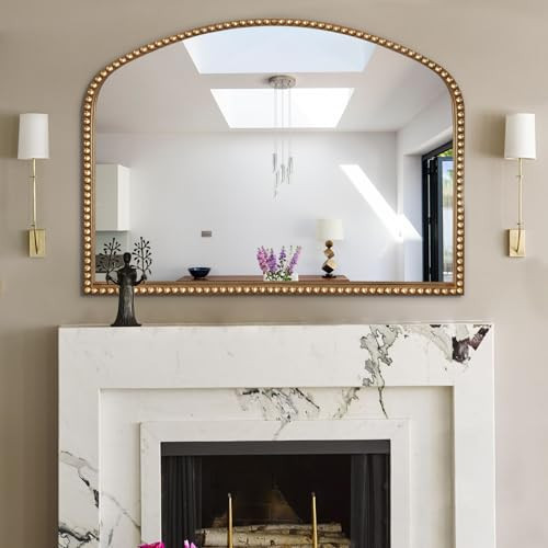 ironsmithn Gold Arched Mirror, 28"x36" Antique Mirrors with Beaded Frame, Classic Vintage Decorative Mirror, Marlowe Accent Mirrors for Mantel Fireplace Bedroom Bathroom Living Room Entryway | Amazon (US)