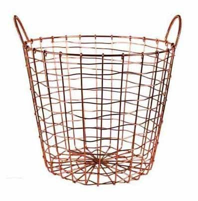 Wire Storage Basket and Waste Bin – Copper Plated Metal Bin with Two Handles for Office, Bedroo... | Amazon (US)