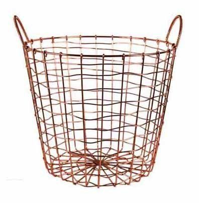 Wire Storage Basket and Waste Bin – Copper Plated Metal Bin with Two Handles for Office, Bedroo... | Amazon (US)