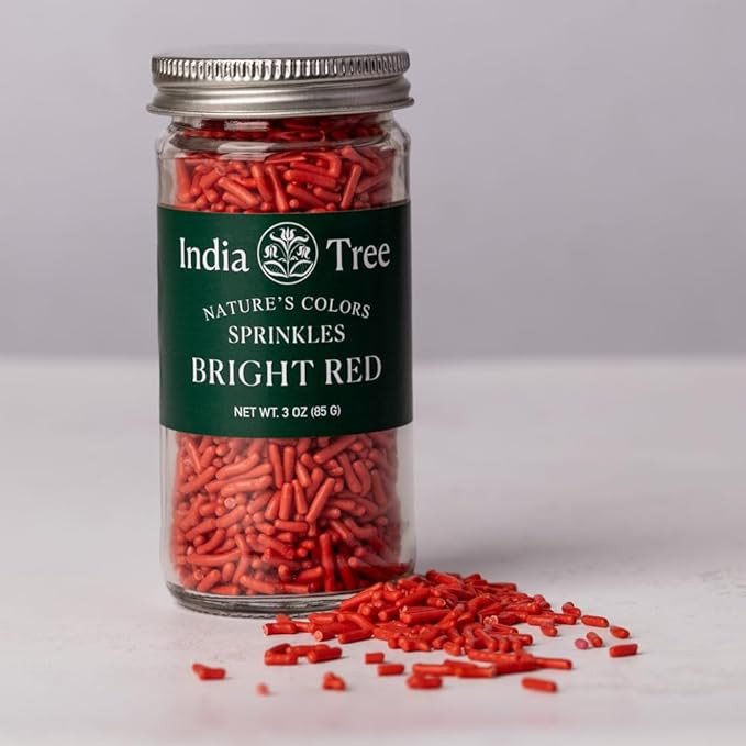 Bright Red Sprinkles – Vegan, Non‑GMO, Dye‑Free, Allergen‑Free, 3 oz Jar – India Tree... | Amazon (US)