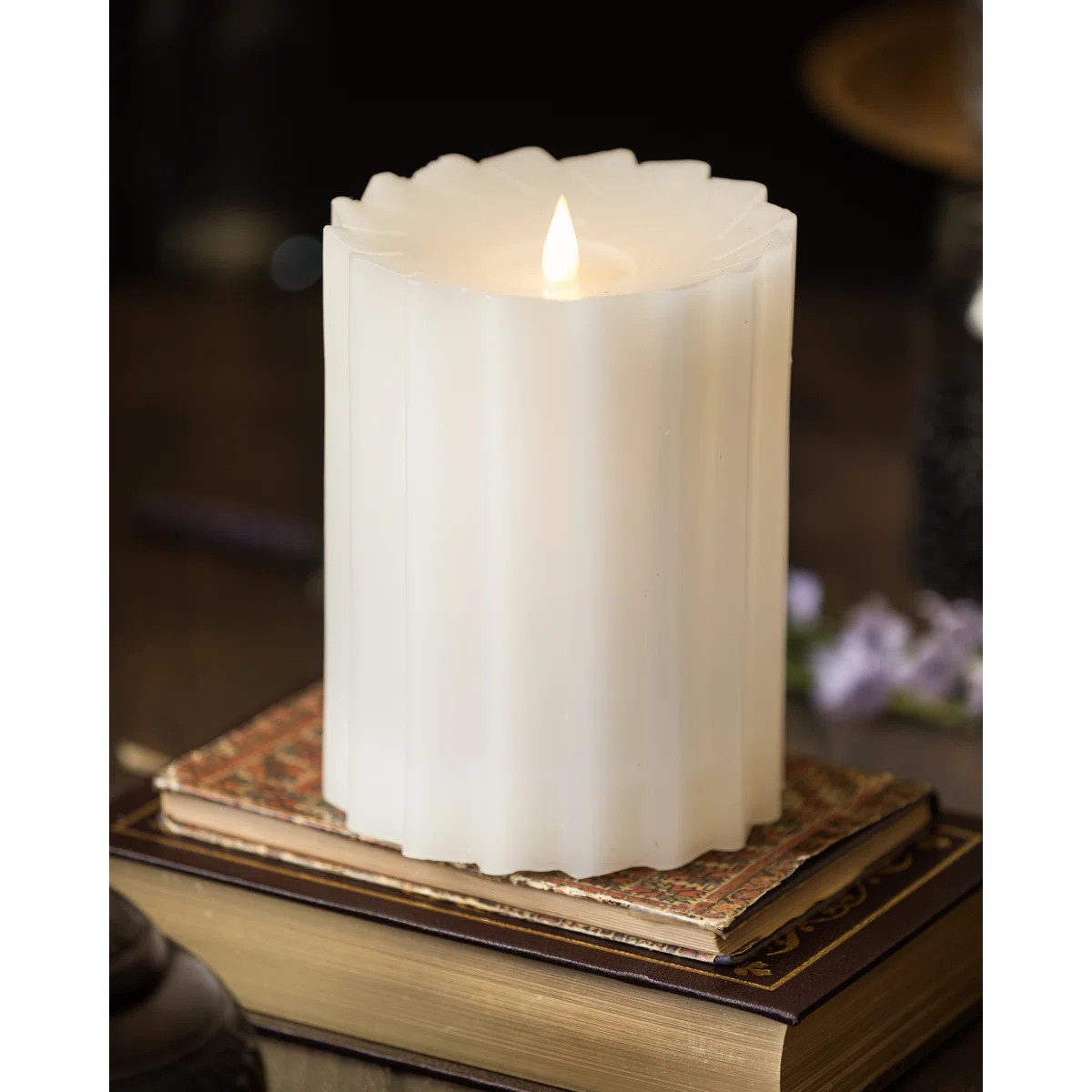 Sutton Real Wax Flickering Flameless Battery Powered LED Pillar Candle | Wayfair North America