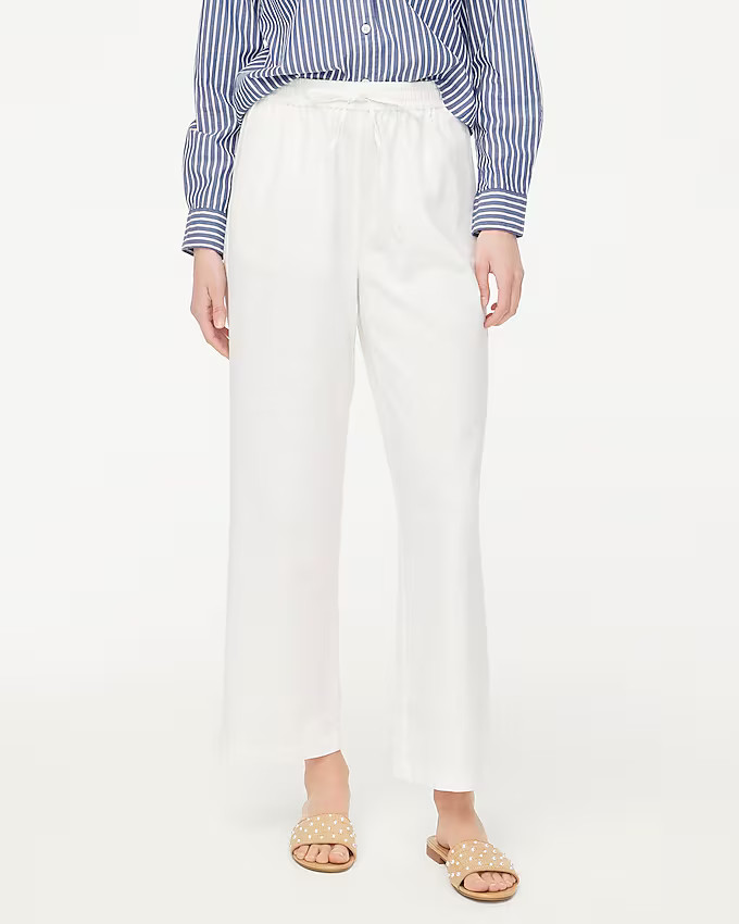 Linen-blend slim wide-leg drawstring pant | J.Crew Factory