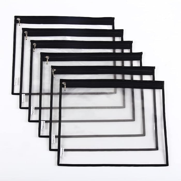 Multi-purpose Water Resisitant Clear PVC Organizer Bag Pouch with Zipper Closure 6-pack | Amazon (US)