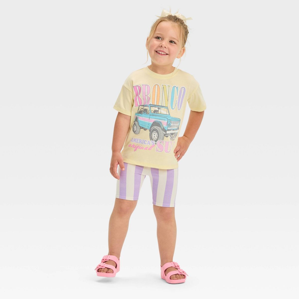 Toddler Girls' Ford Bronco Top and Bottom Shorts Set - Yellow 3T | Target