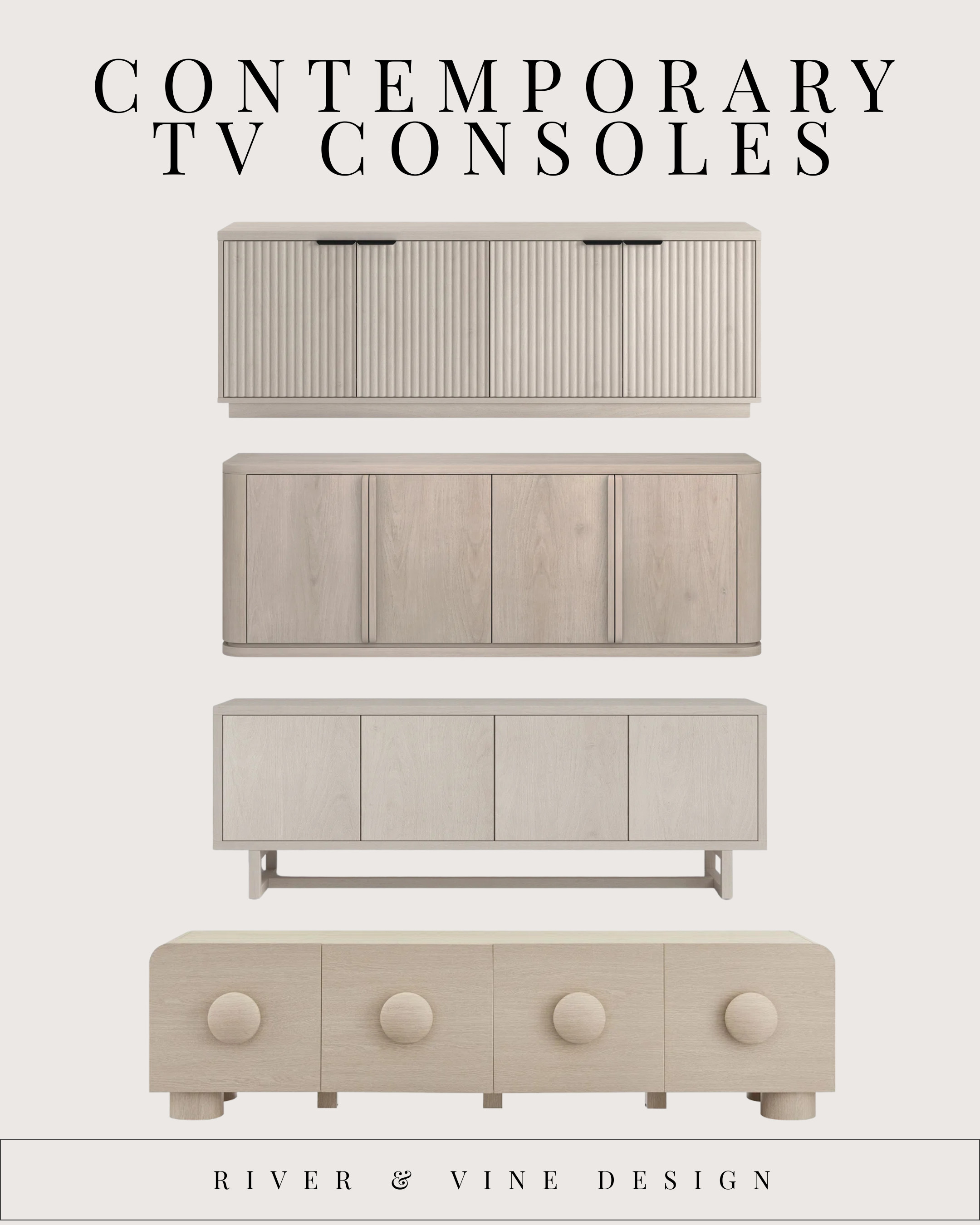 TV consoles that don’t look like TV consoles.
If your living room feels unfinished, it’s usually because the media wall isn’t anchored.

Here’s what I look for when sourcing consoles:

Closed storage → hides remotes + visual clutter

Clean lines → contemporary without being trendy

Textured or rounded details → adds interest without “competing” with the TV

Any one of these pieces will make your living room feel intentional — even if you change nothing else.

Tap to shop the exact consoles! 

 #LTKHome