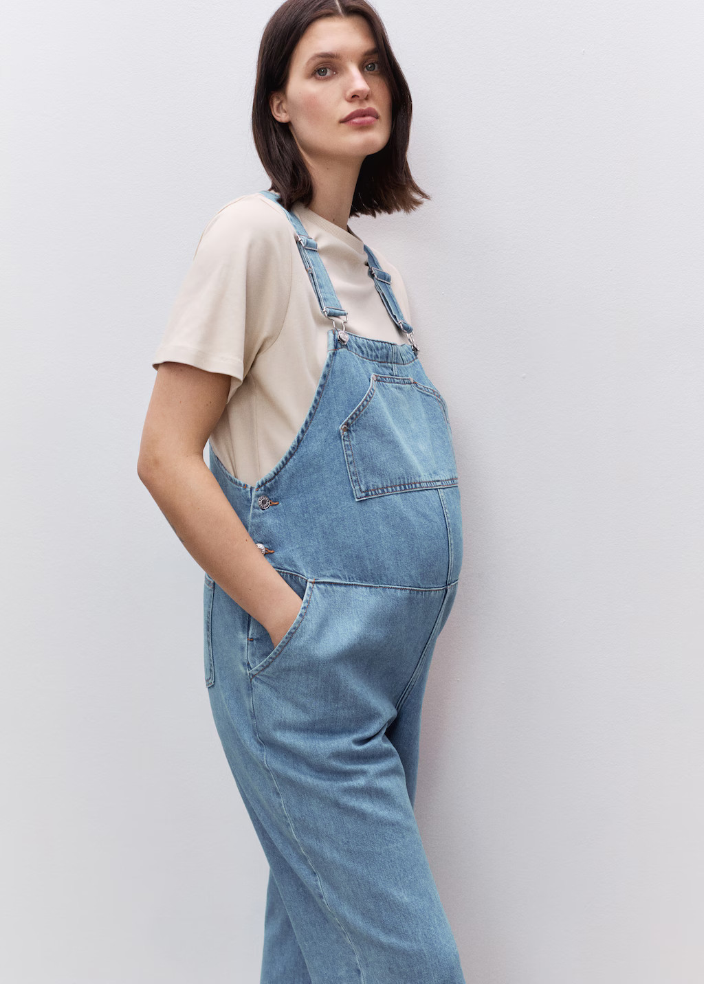 Maternity denim dungarees - Women | MANGO United Kingdom | MANGO (UK)