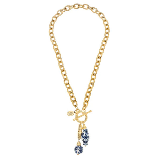 Blue & White Bamboo Toggle Necklace | Susan Shaw
