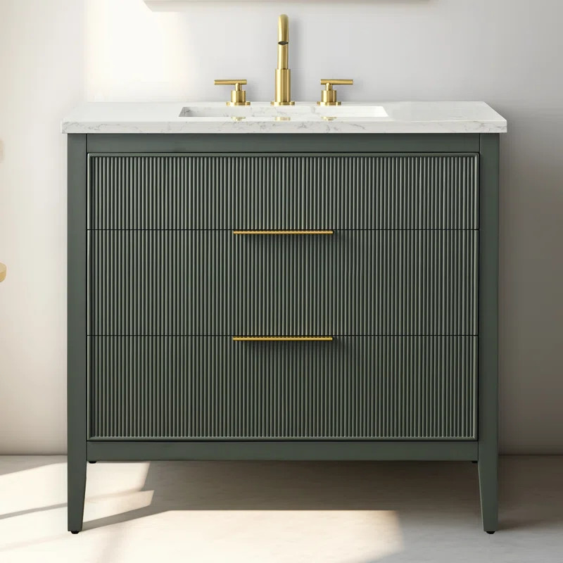 36'' Single Bathroom Vanity with Engineered Stone Top | Wayfair North America
