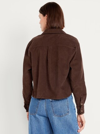 Cropped Button-Down Corduroy Shirt | Old Navy (US)