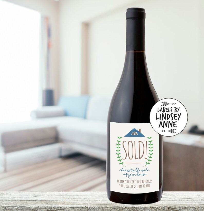 Home Sold wine label - Home Sweet Home Wine Label - Cheers - Gift from Realtor - Moving - Welcome... | Etsy (US)