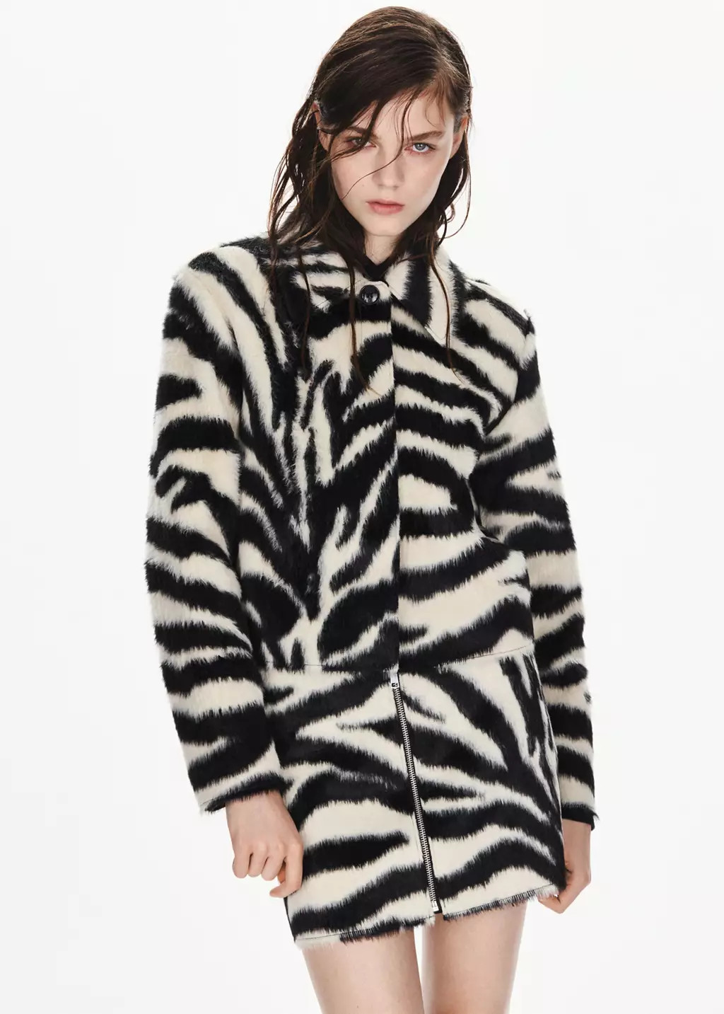 Zebra-effect faux fur jacket | Mango (US/MX/AU)