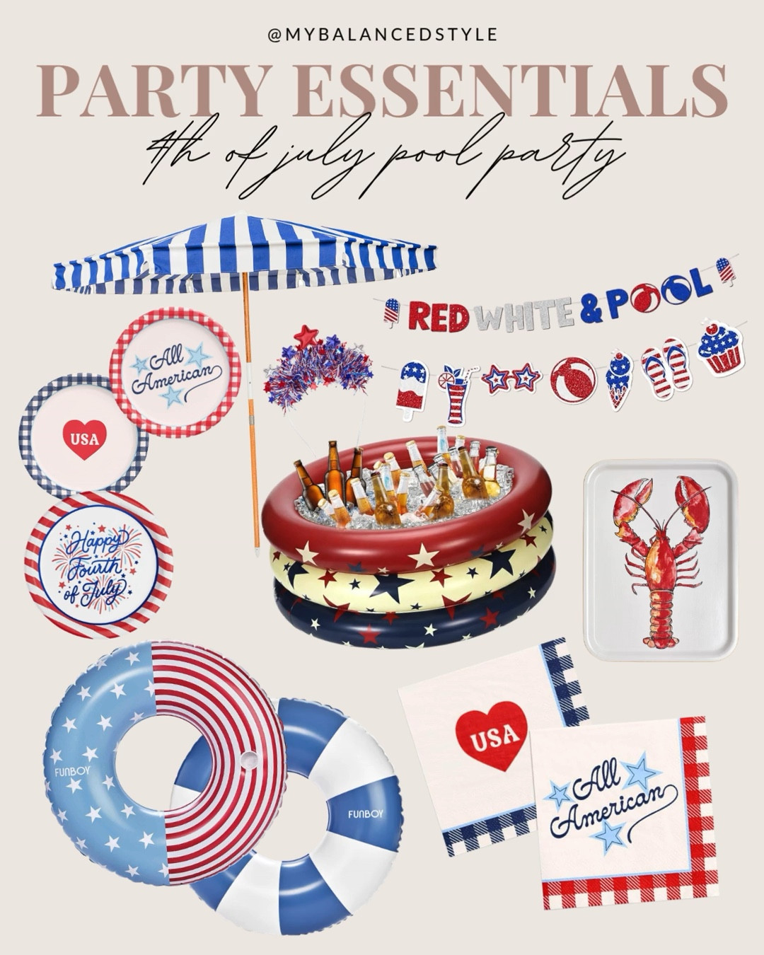 4th of July party essentials

Patriotic pool floats
Red white blue decorations
American flag party supplies
Backyard pool party setup
Fourth of July table decor
Patriotic outdoor entertaining
Poolside balloon garland
Stars and stripes banners
Summer holiday party accents

#LTKSeasonal #LTKSaleAlert