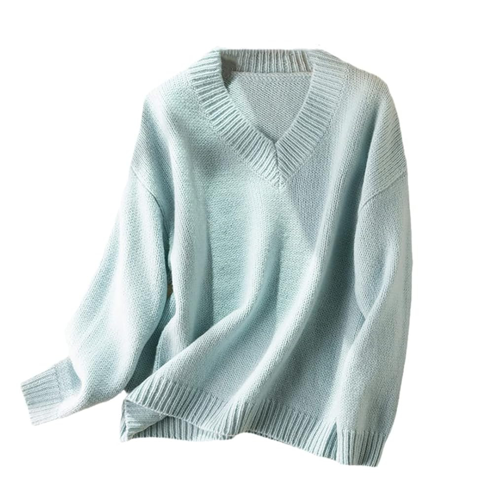 Ownwfeat Women Oversize V Neck Wool Sweater Women Winter Jumper | Amazon (US)