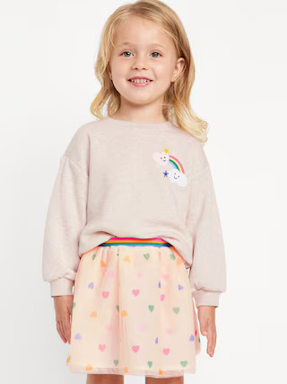 Crew-Neck Graphic Sweatshirt and Tulle Skirt Set for Toddler Girls | Old Navy (US)