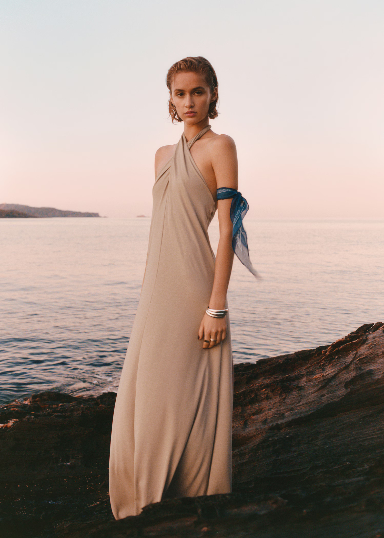 Long halter wrap dress - Women | MANGO USA | Mango (US/MX/AU)