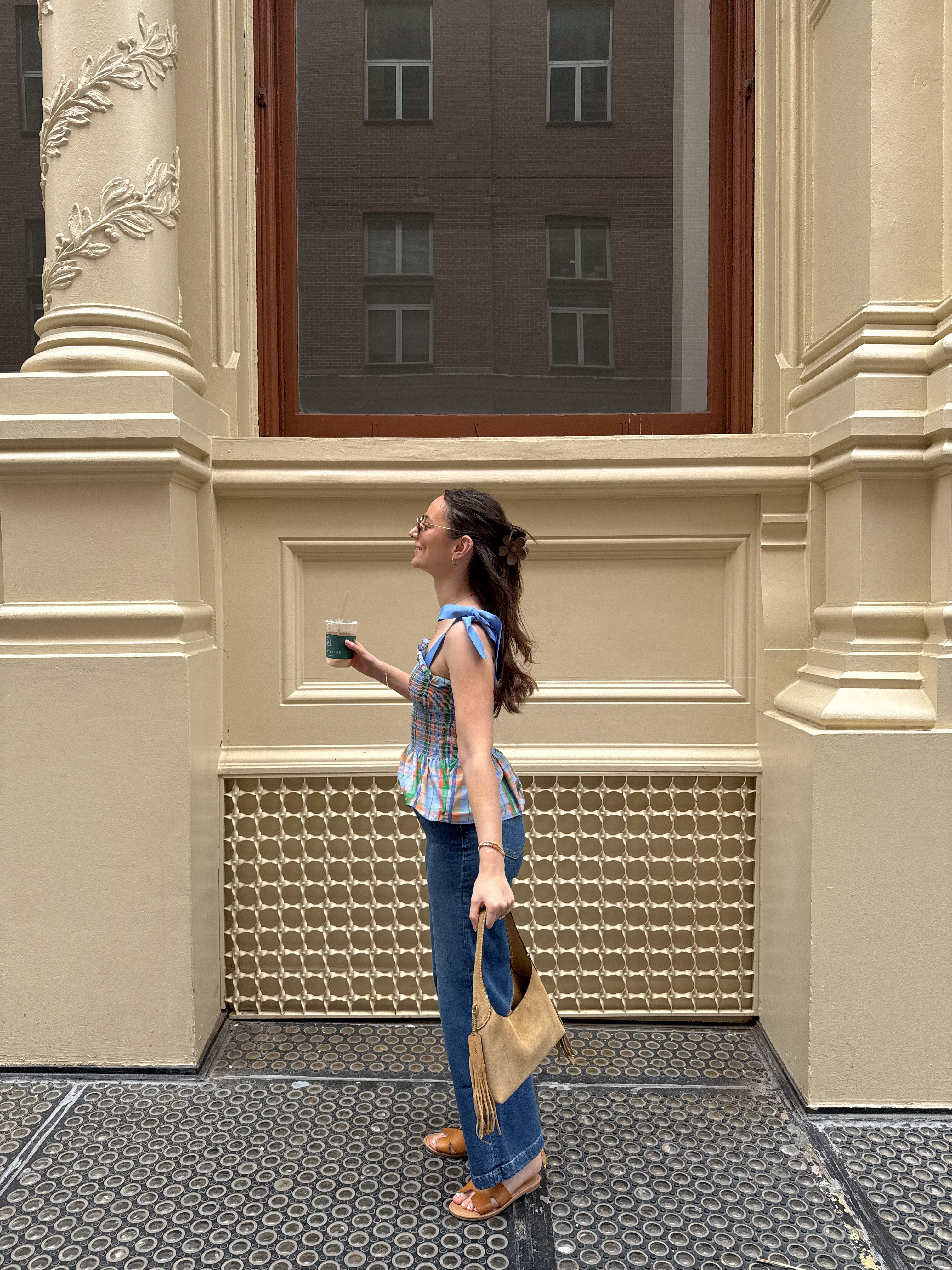 spring outfits, spring outfits 2025, spring fashion, june outfit, casual spring outfits, spring outfit ideas, cute summer outfits, cute casual outfit, spring outfit, resort wear, clean girl,  new york outfit, nyc outfit, summer outfits, summer tops, east coast summer, coastal grandmother, dad shorts, abercrombie shorts, coastal granddaughter, coastal grandmother, plaid top, plaid tank, plaid peplum top, wide leg jeans, jeans outfit summer, brown sandals,

#LTKSummerEdit