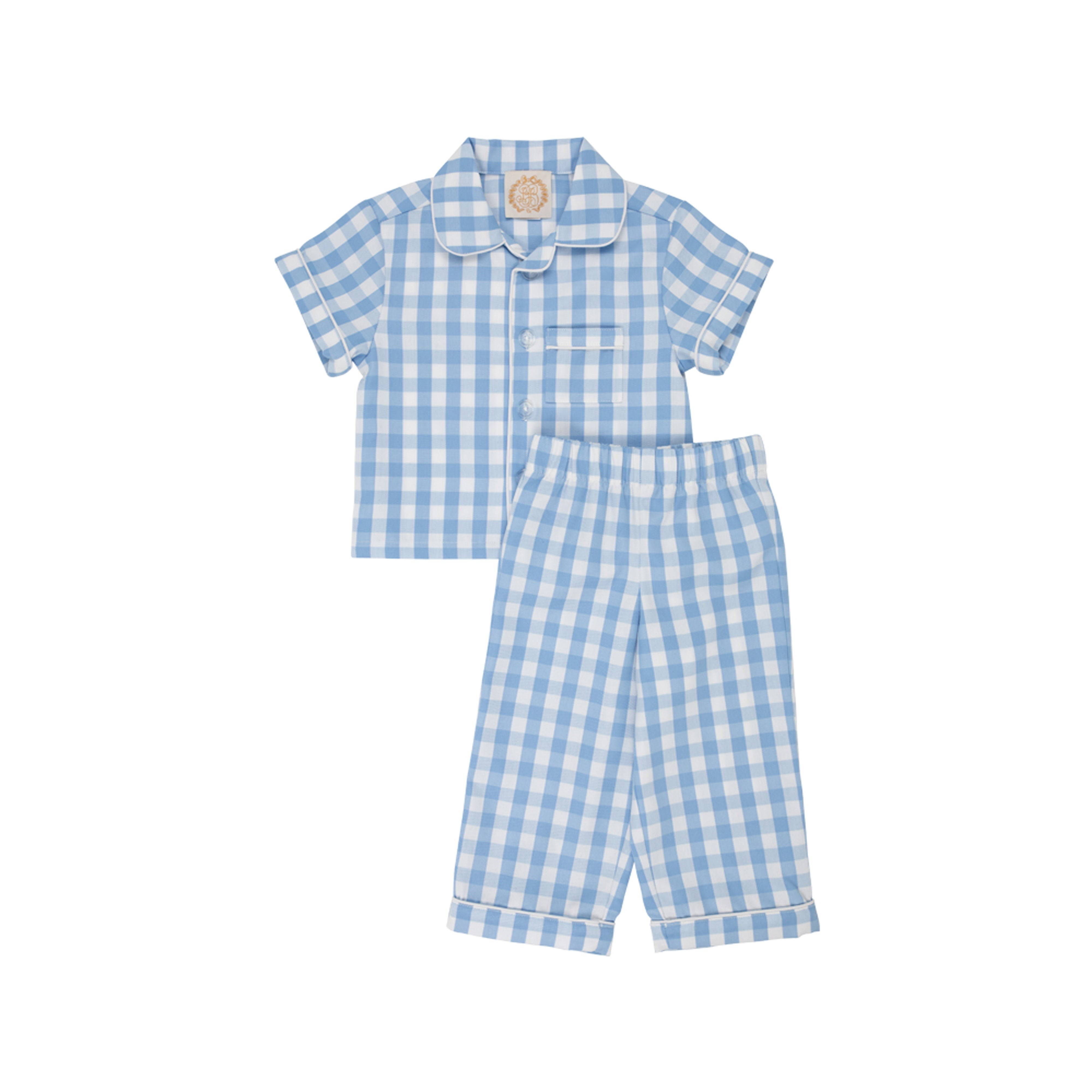 Short Sleeve Lock's Little Man Set - Beale Street Blue Gingham | The Beaufort Bonnet Company