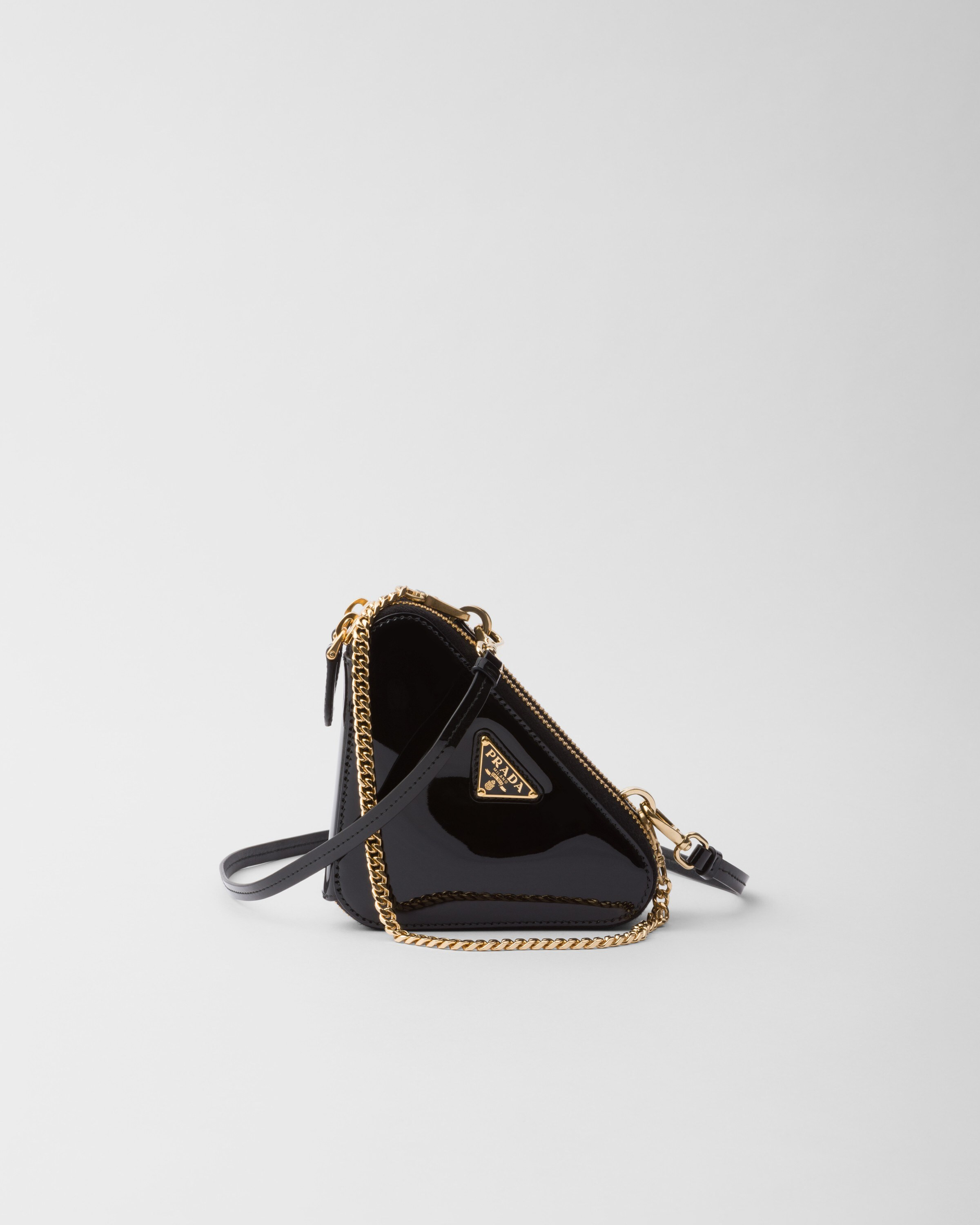 Triangular patent leather mini pouch | Prada INT
