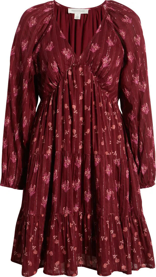 Treasure & Bond Floral Print Jacquard Long Sleeve Minidress | Nordstrom | Nordstrom