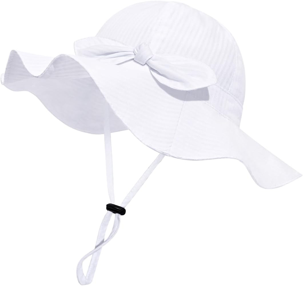 Baby Girl Sun Hat with UPF 50+ Outdoor Adjustable Beach Hat with Wide Brim Bucket Hats | Amazon (US)
