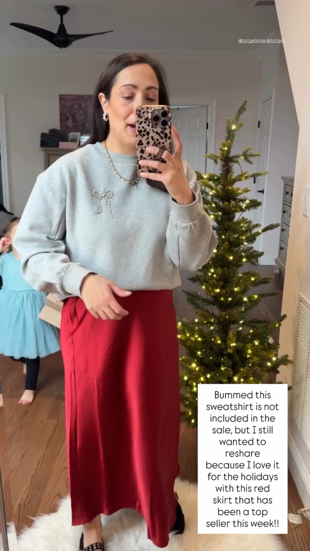 Bummed this sweatshirt is not included in the sale, but I still wanted to reshare because I love it for the holidays with this red skirt that has been a top seller this week!! @targetstyle @target