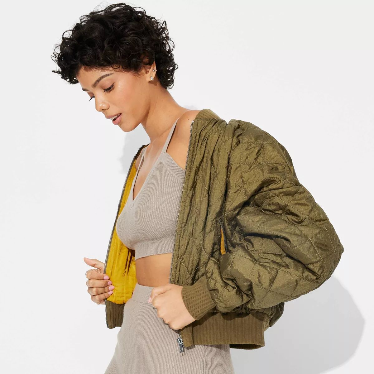 Women's Quilted Bomber Jacket - Wild Fable™ Green | Target