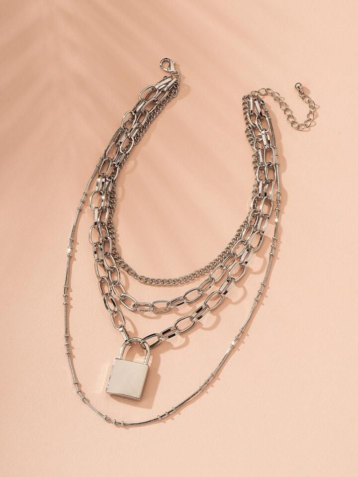 Lock Charm Chain Necklace | SHEIN