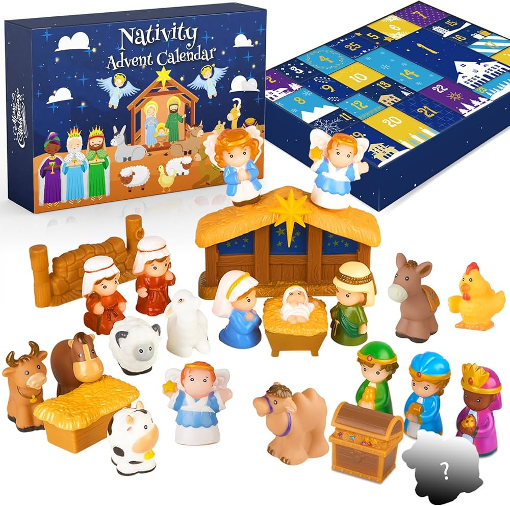 Nativity Advent Calendar 2024 Kids, Christmas Story Nativity Playset Christian Advent Calendar fo... | Amazon (US)