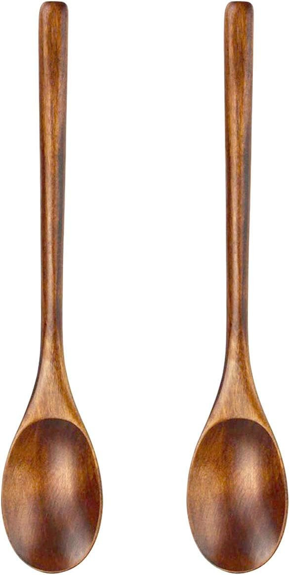 Wooden Spoon, 2Pcs Japanese Style Long Handle Soup Spoons for Kitchen Stirring Cooking | Amazon (CA)