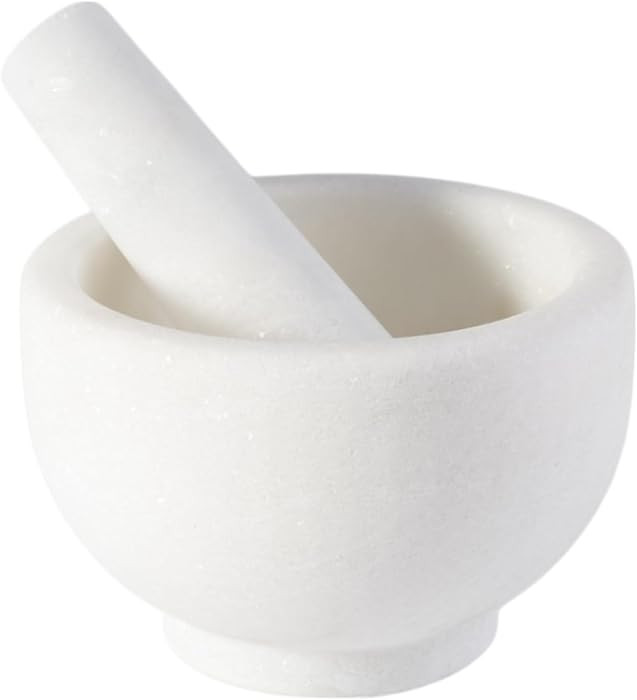 Koville Natural Marble Mortar and Pestle Set, 5" Unpolished Heavy Duty Grinder Bowl for Kitchen, ... | Amazon (US)